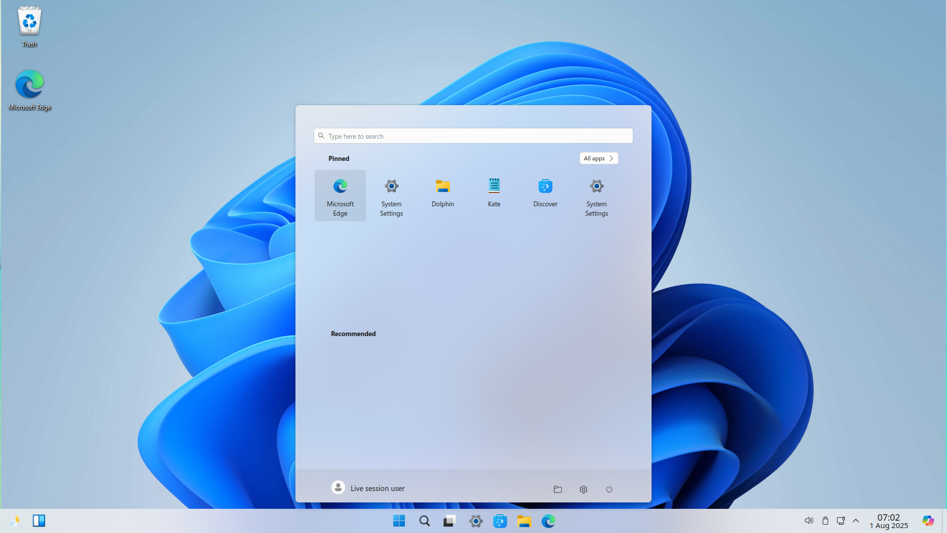 Tema do Windows 11 no KDE Plasma para o Winux