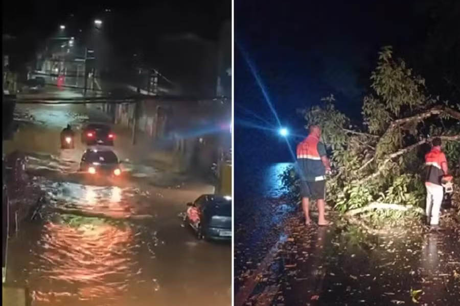 Chuvas fortes alagam ruas e causam transtornos no Noroeste Fluminense